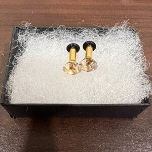Crystal Gauges Size 10g (2.5mm) Gold Tunnels Plugs Earrings